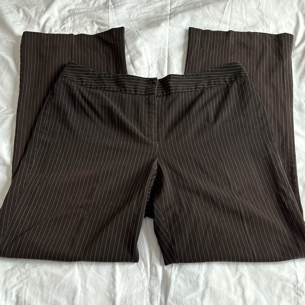 Worthington pinstripe straight leg dark brown pants size 12